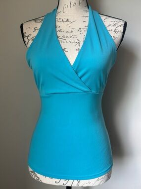 INC International Concepts Turquoise Suplice Halter Wrap Tank
